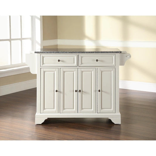 Îlot de cuisine Crosley LaFayette avec plateau en granit massif blanc - 45,7 cm (P) x 131 cm (L) x 91,4 cm (H)