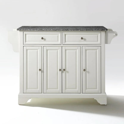 Îlot de cuisine Crosley LaFayette avec plateau en granit massif blanc - 45,7 cm (P) x 131 cm (L) x 91,4 cm (H)