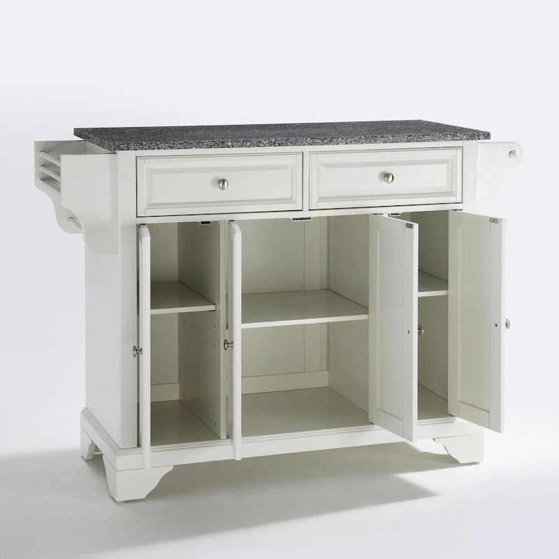 Îlot de cuisine Crosley LaFayette avec plateau en granit massif blanc - 45,7 cm (P) x 131 cm (L) x 91,4 cm (H)