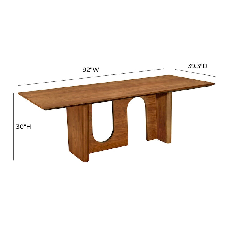 Table de salle à manger rectangulaire Satra en noyer - 92 po L x 39,3 po P x 30 po H