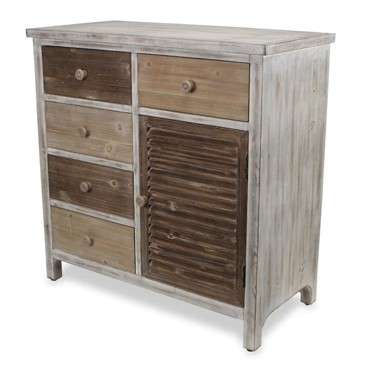 Table d'appoint HomeRoots 32 en bois massif rustique brun avec cinq tiroirs - 31,75