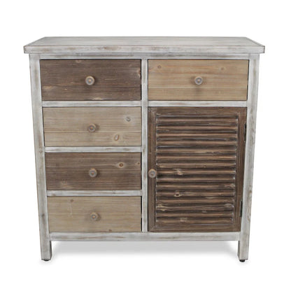Table d'appoint HomeRoots 32 en bois massif rustique brun avec cinq tiroirs - 31,75