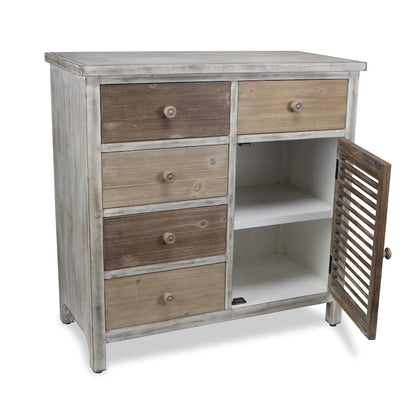 Table d'appoint HomeRoots 32 en bois massif rustique brun avec cinq tiroirs - 31,75