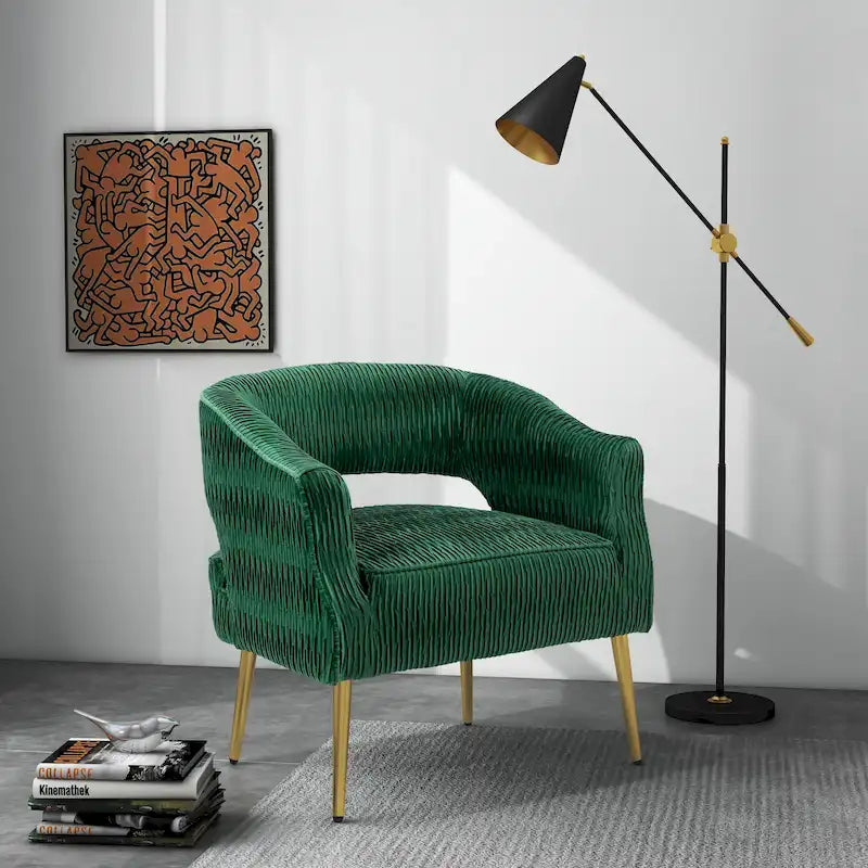 Fauteuil d'appoint contemporain à volants rembourrés
