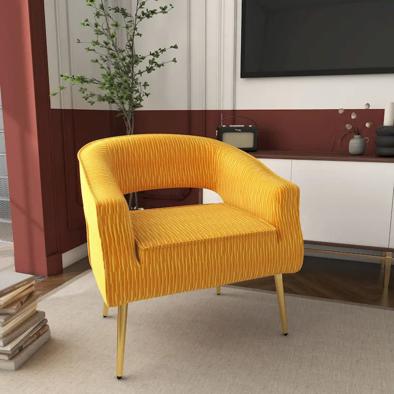 Fauteuil d'appoint contemporain à volants rembourrés