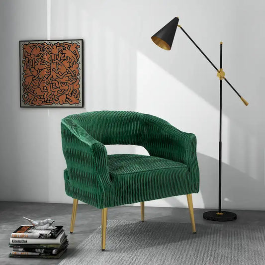 Fauteuil d'appoint contemporain à volants rembourrés