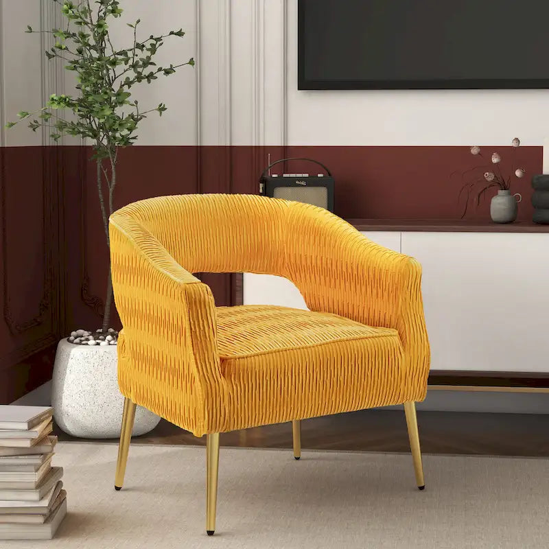 Fauteuil d'appoint contemporain à volants rembourrés