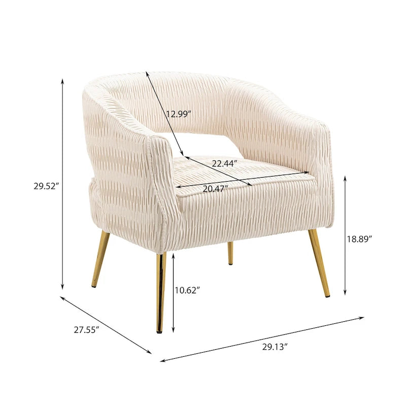 Fauteuil d'appoint contemporain à volants rembourrés