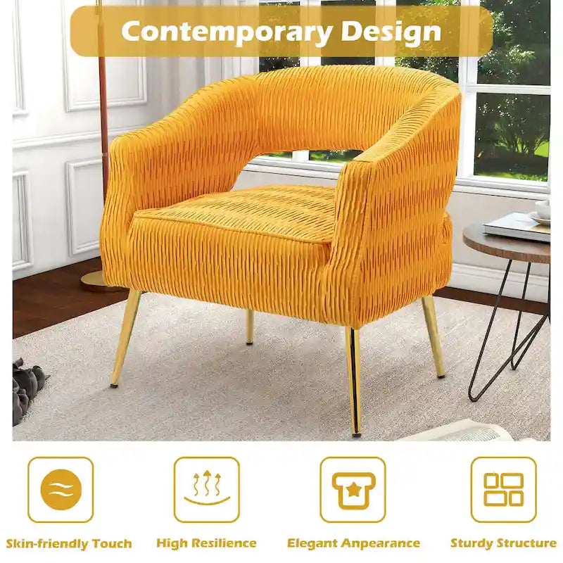 Fauteuil d'appoint contemporain à volants rembourrés