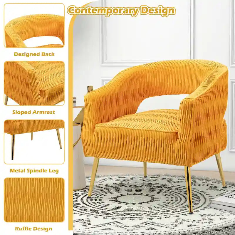 Fauteuil d'appoint contemporain à volants rembourrés