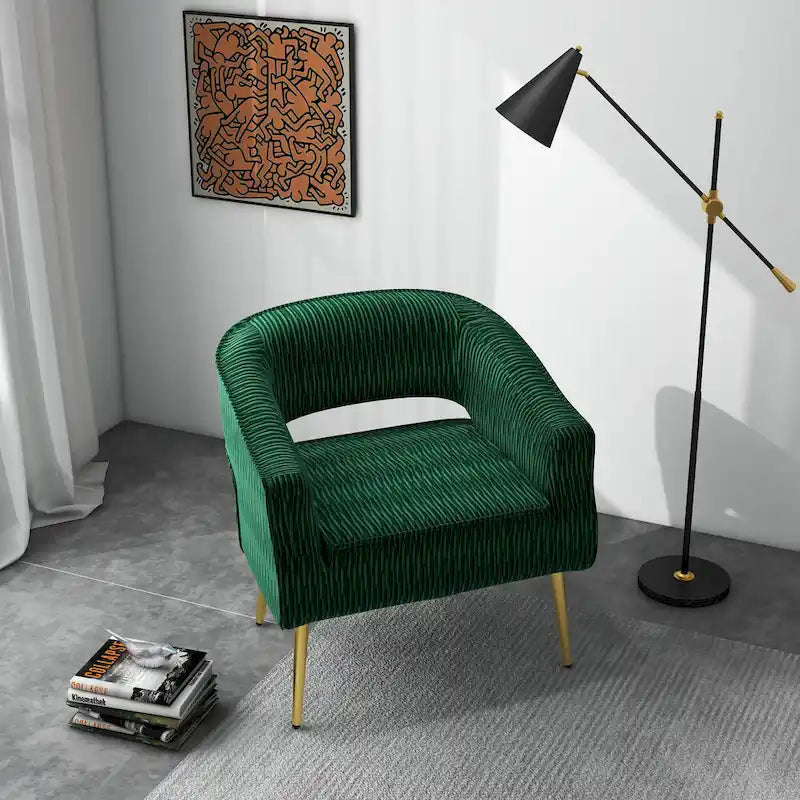 Fauteuil d'appoint contemporain à volants rembourrés
