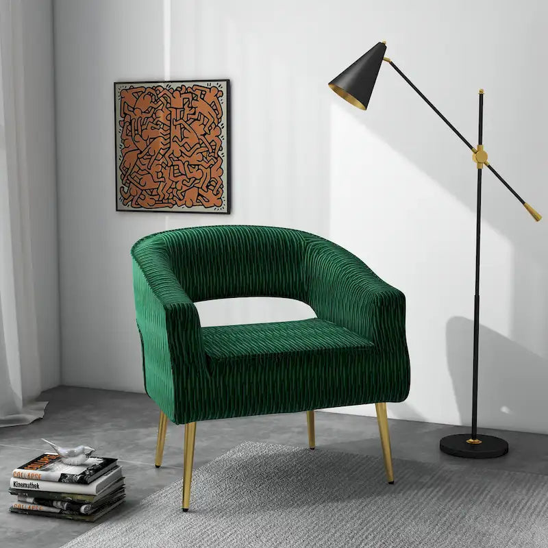 Fauteuil d'appoint contemporain à volants rembourrés