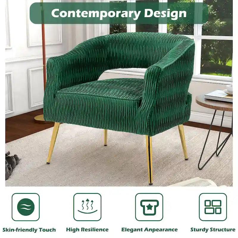 Fauteuil d'appoint contemporain à volants rembourrés