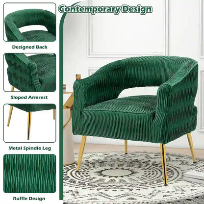 Fauteuil d'appoint contemporain à volants rembourrés