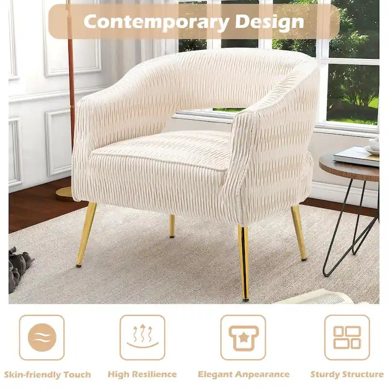 Fauteuil d'appoint contemporain à volants rembourrés