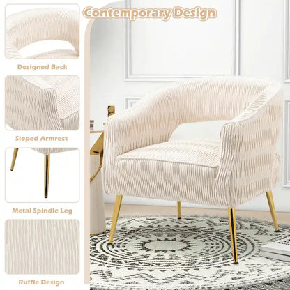 Fauteuil d'appoint contemporain à volants rembourrés