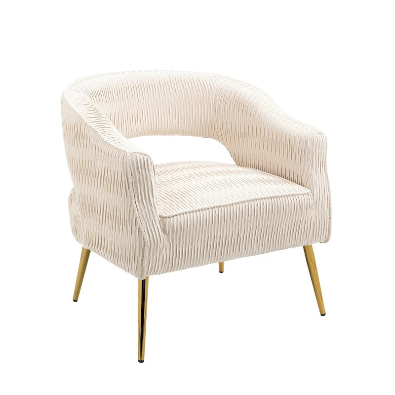 Fauteuil d'appoint contemporain à volants rembourrés