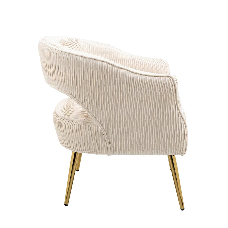 Fauteuil d'appoint contemporain à volants rembourrés