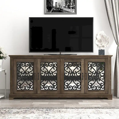 Meuble TV GALANO Calidia 68,2 po, gris pierre, 4 portes, pour téléviseurs jusqu'à 75 po - 68,2 po L x 17,1 po l x 29,3 po H
