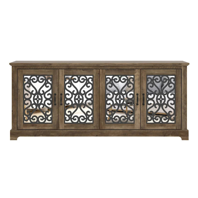 Meuble TV GALANO Calidia 68,2 po, gris pierre, 4 portes, pour téléviseurs jusqu'à 75 po - 68,2 po L x 17,1 po l x 29,3 po H