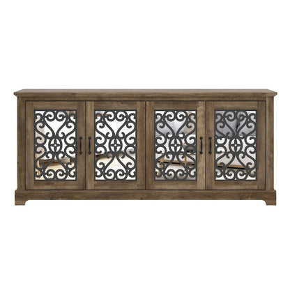 Meuble TV GALANO Calidia 68,2 po, gris pierre, 4 portes, pour téléviseurs jusqu'à 75 po - 68,2 po L x 17,1 po l x 29,3 po H