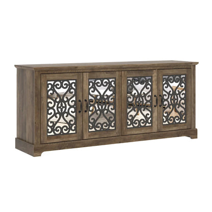 Meuble TV GALANO Calidia 68,2 po, gris pierre, 4 portes, pour téléviseurs jusqu'à 75 po - 68,2 po L x 17,1 po l x 29,3 po H