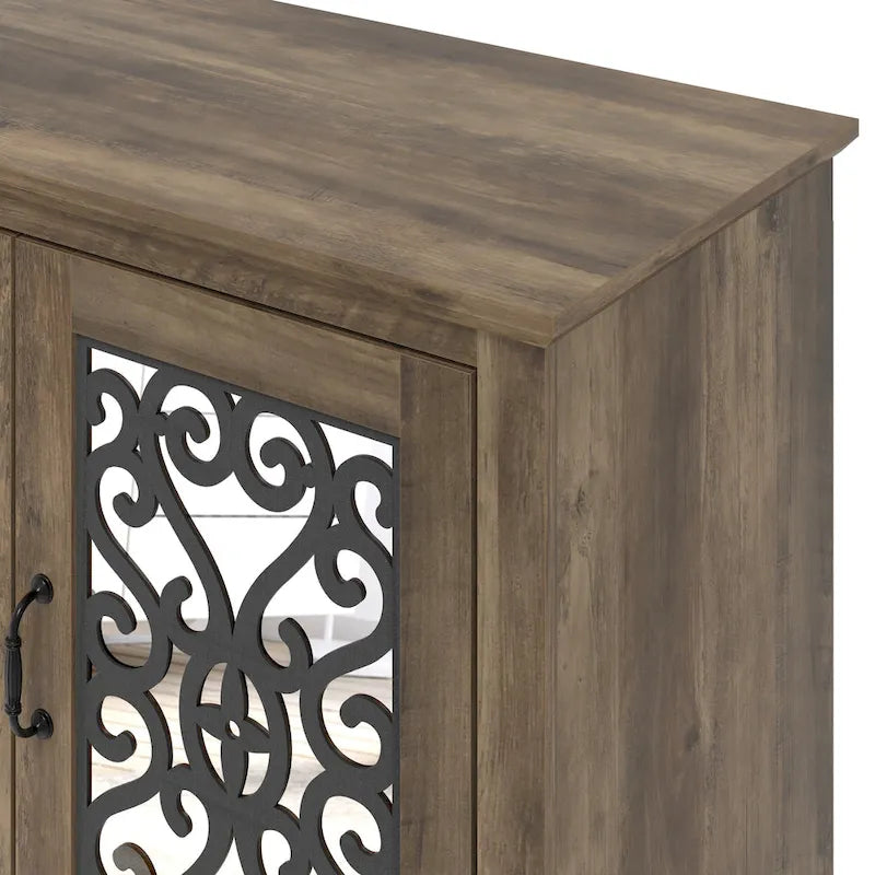 Meuble TV GALANO Calidia 68,2 po, gris pierre, 4 portes, pour téléviseurs jusqu'à 75 po - 68,2 po L x 17,1 po l x 29,3 po H