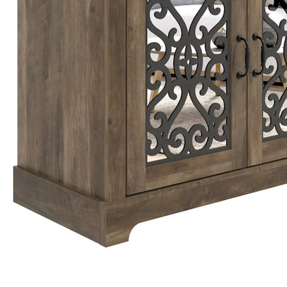 Meuble TV GALANO Calidia 68,2 po, gris pierre, 4 portes, pour téléviseurs jusqu'à 75 po - 68,2 po L x 17,1 po l x 29,3 po H