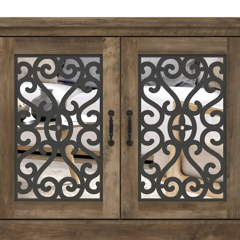 Meuble TV GALANO Calidia 68,2 po, gris pierre, 4 portes, pour téléviseurs jusqu'à 75 po - 68,2 po L x 17,1 po l x 29,3 po H