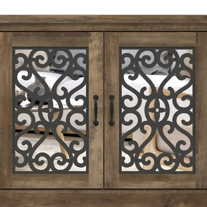 Meuble TV GALANO Calidia 68,2 po, gris pierre, 4 portes, pour téléviseurs jusqu'à 75 po - 68,2 po L x 17,1 po l x 29,3 po H