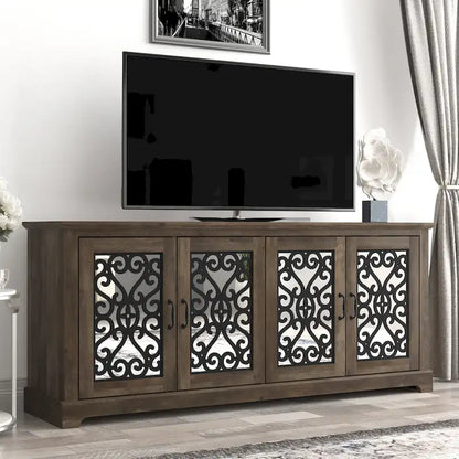 Meuble TV GALANO Calidia 68,2 po, gris pierre, 4 portes, pour téléviseurs jusqu'à 75 po - 68,2 po L x 17,1 po l x 29,3 po H