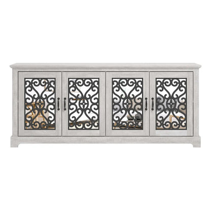 Meuble TV GALANO Calidia 68,2 po, gris pierre, 4 portes, pour téléviseurs jusqu'à 75 po - 68,2 po L x 17,1 po l x 29,3 po H