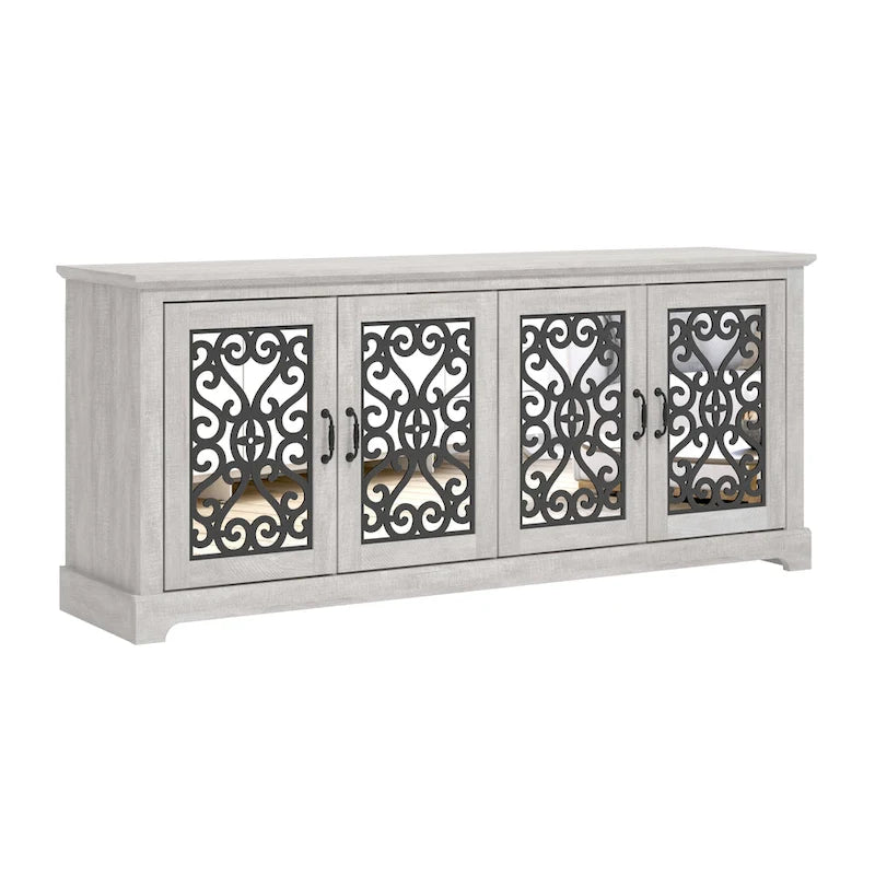 Meuble TV GALANO Calidia 68,2 po, gris pierre, 4 portes, pour téléviseurs jusqu'à 75 po - 68,2 po L x 17,1 po l x 29,3 po H