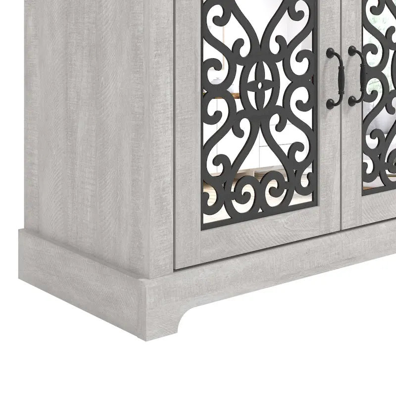Meuble TV GALANO Calidia 68,2 po, gris pierre, 4 portes, pour téléviseurs jusqu'à 75 po - 68,2 po L x 17,1 po l x 29,3 po H
