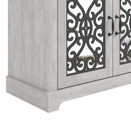 Meuble TV GALANO Calidia 68,2 po, gris pierre, 4 portes, pour téléviseurs jusqu'à 75 po - 68,2 po L x 17,1 po l x 29,3 po H