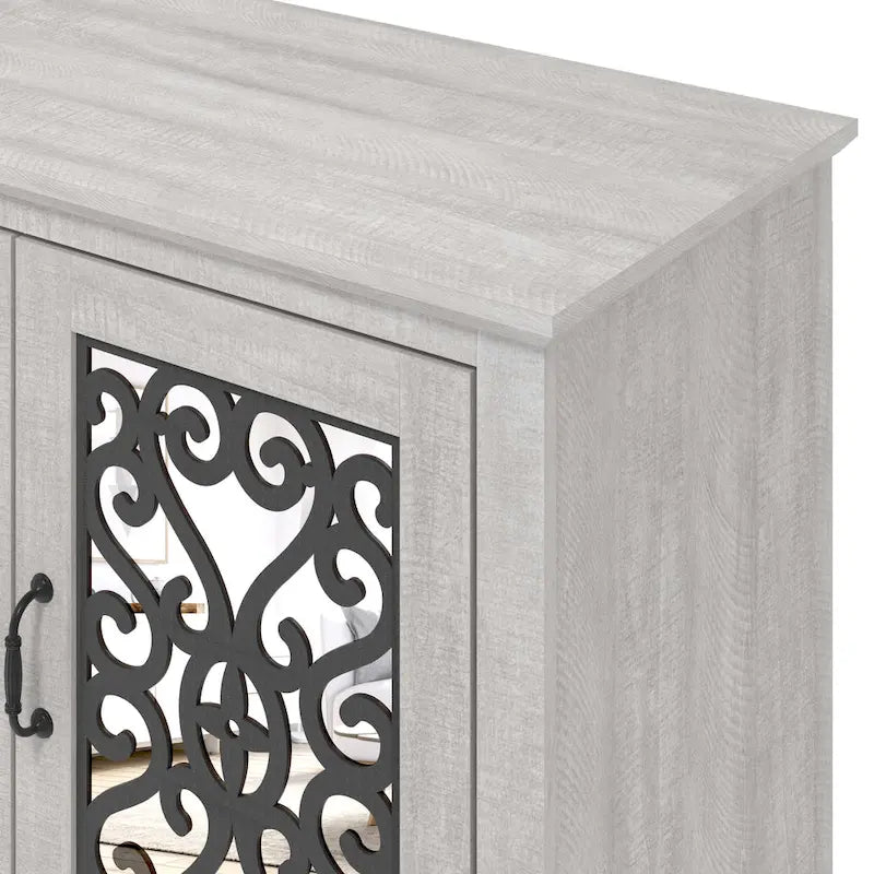 Meuble TV GALANO Calidia 68,2 po, gris pierre, 4 portes, pour téléviseurs jusqu'à 75 po - 68,2 po L x 17,1 po l x 29,3 po H