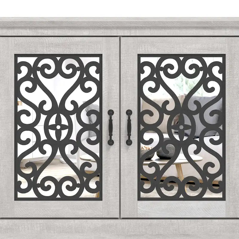 Meuble TV GALANO Calidia 68,2 po, gris pierre, 4 portes, pour téléviseurs jusqu'à 75 po - 68,2 po L x 17,1 po l x 29,3 po H