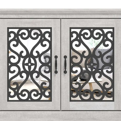 Meuble TV GALANO Calidia 68,2 po, gris pierre, 4 portes, pour téléviseurs jusqu'à 75 po - 68,2 po L x 17,1 po l x 29,3 po H