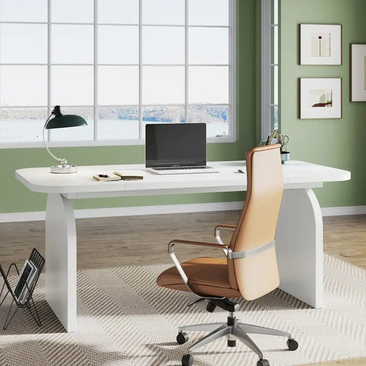 Bureau de direction rectangulaire de 160 cm (63 pouces), grand bureau d'ordinateur, poste de travail