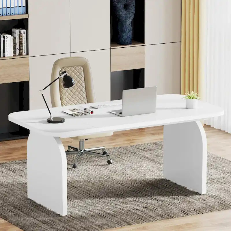 Bureau de direction rectangulaire de 160 cm (63 pouces), grand bureau d'ordinateur, poste de travail