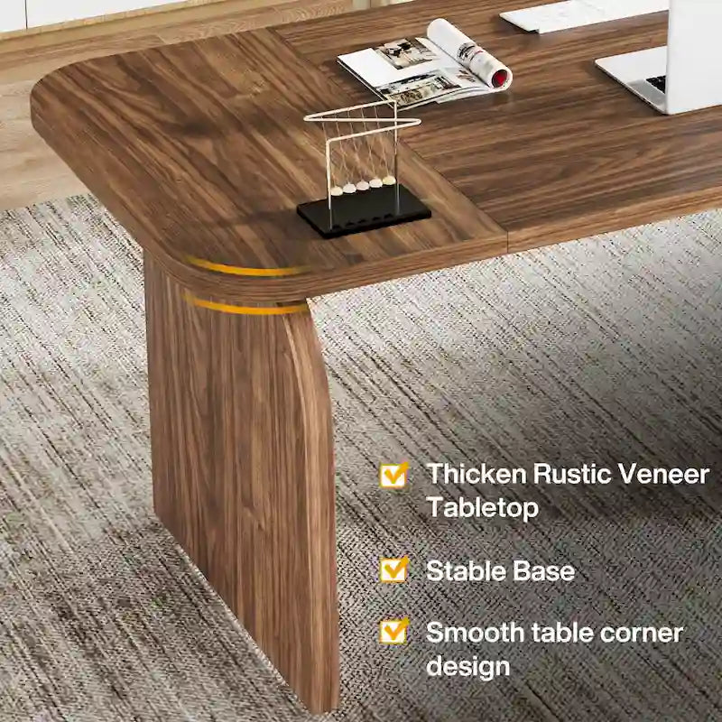 Bureau de direction rectangulaire de 160 cm (63 pouces), grand bureau d'ordinateur, poste de travail