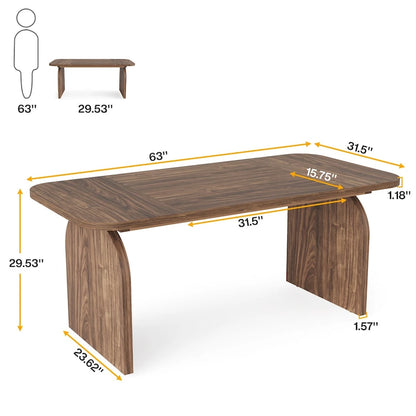 Bureau de direction rectangulaire de 160 cm (63 pouces), grand bureau d'ordinateur, poste de travail