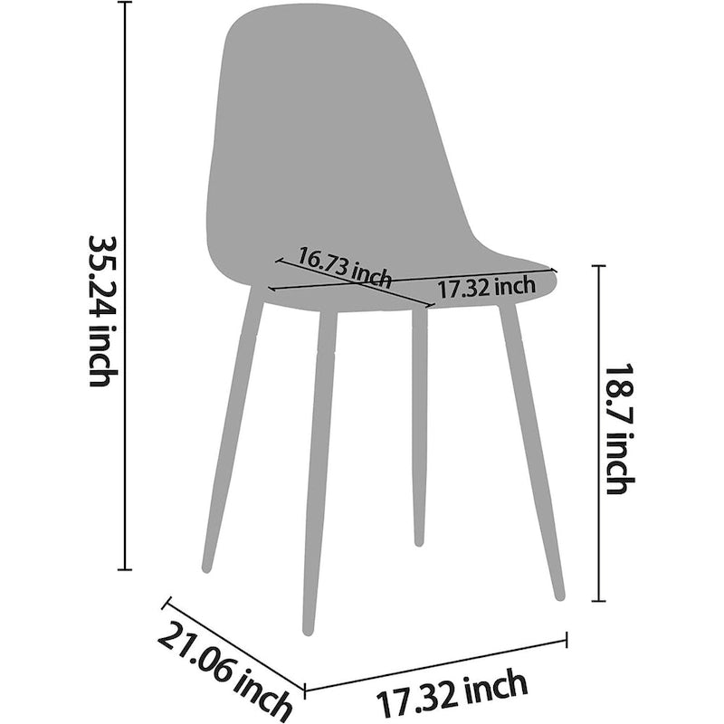 Ensemble de 4 chaises d'appoint marron avec assise rembourrée en PU lavable et pieds en métal