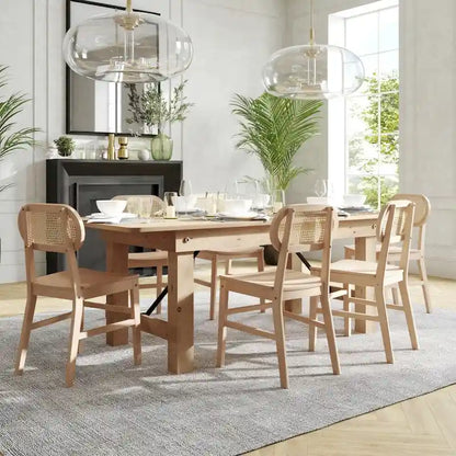 Chaise événementielle commerciale en rotin canne avec dossier et assise en bois