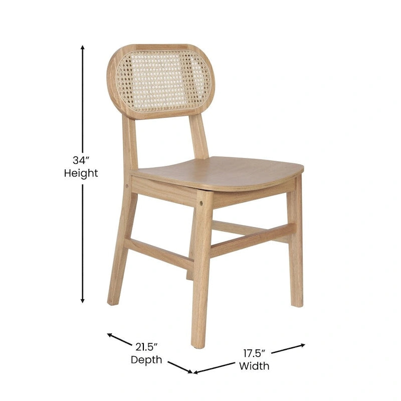 Chaise événementielle commerciale en rotin canne avec dossier et assise en bois