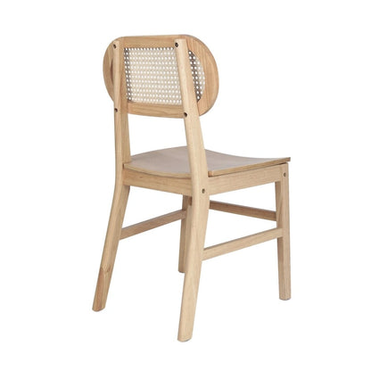Chaise événementielle commerciale en rotin canne avec dossier et assise en bois