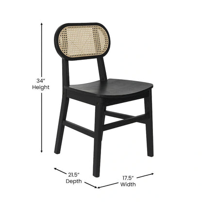 Chaise événementielle commerciale en rotin canne avec dossier et assise en bois