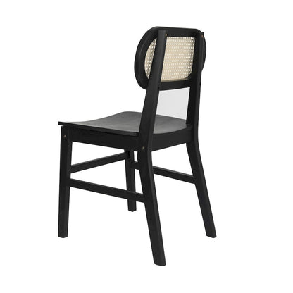 Chaise événementielle commerciale en rotin canne avec dossier et assise en bois