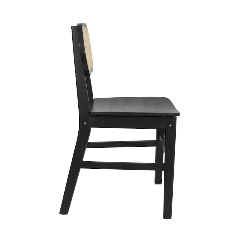 Chaise événementielle commerciale en rotin canne avec dossier et assise en bois