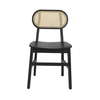 Chaise événementielle commerciale en rotin canne avec dossier et assise en bois